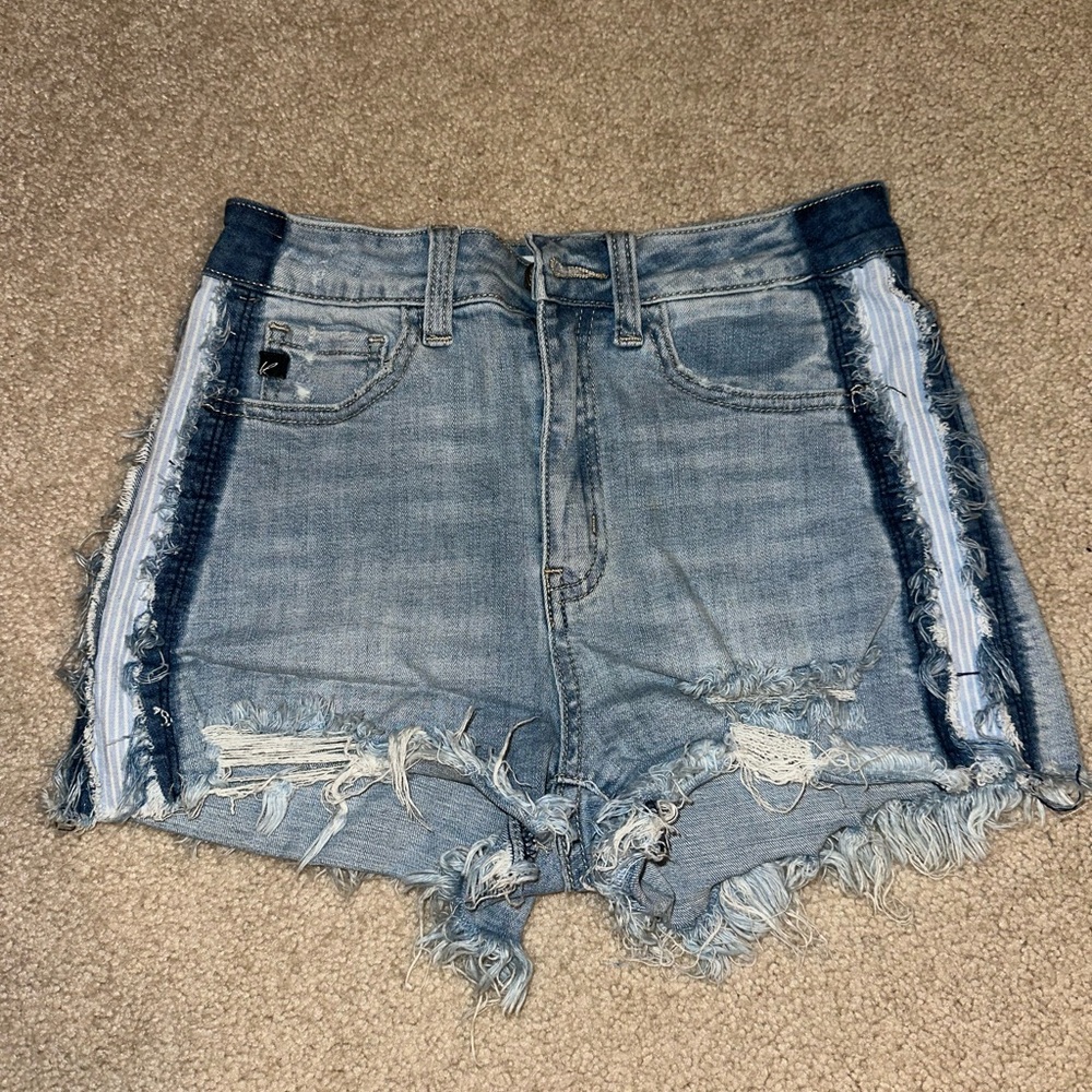 Denim Frayed Hem Women Shorts